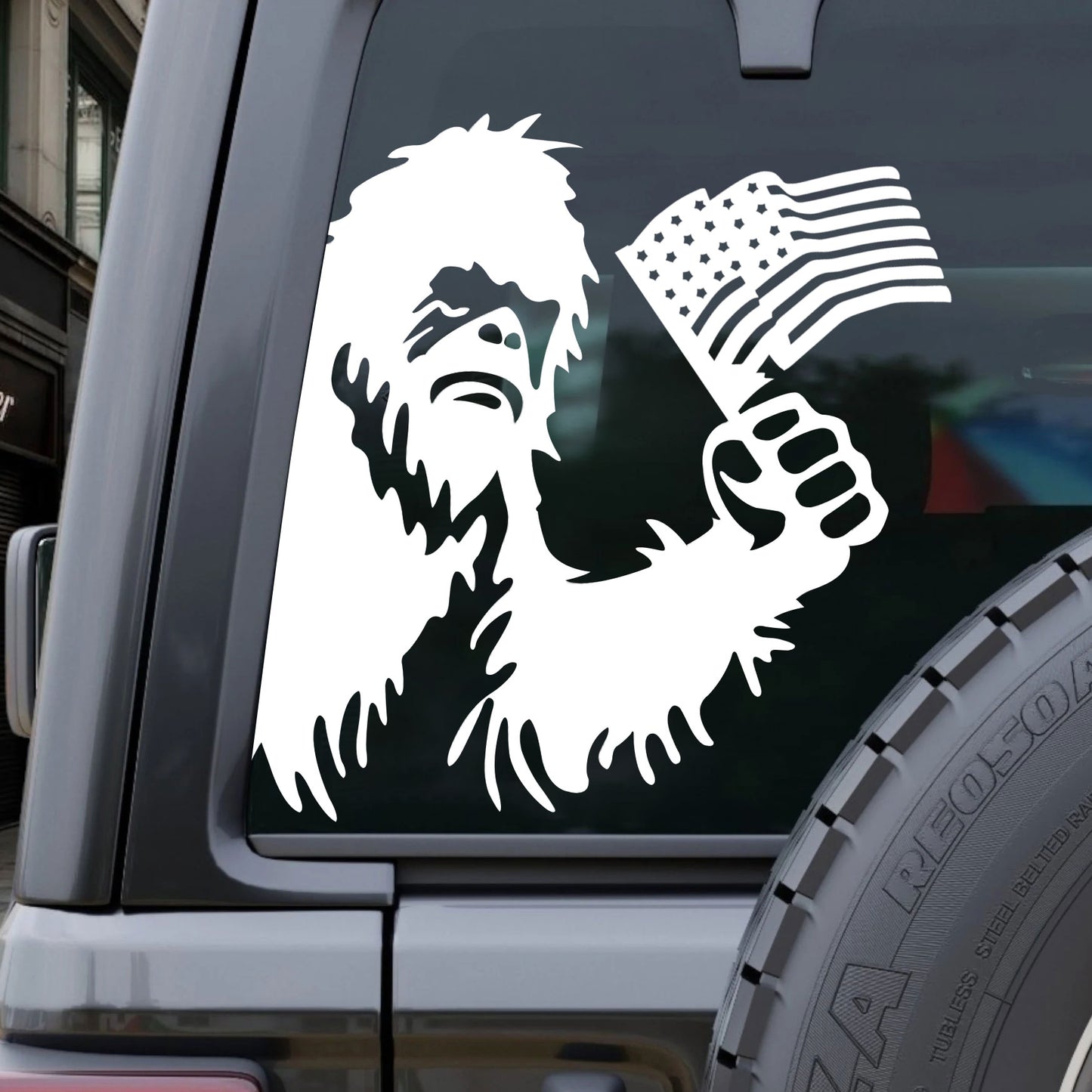 Bigfoot middle finger car sticker