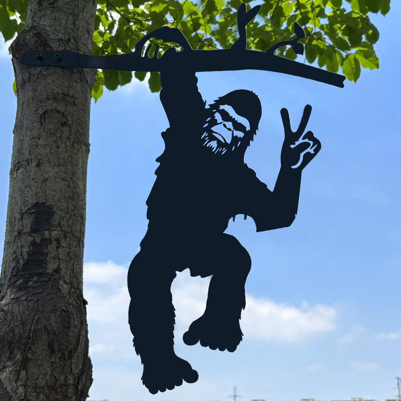 Bigfoot middle finger metal art