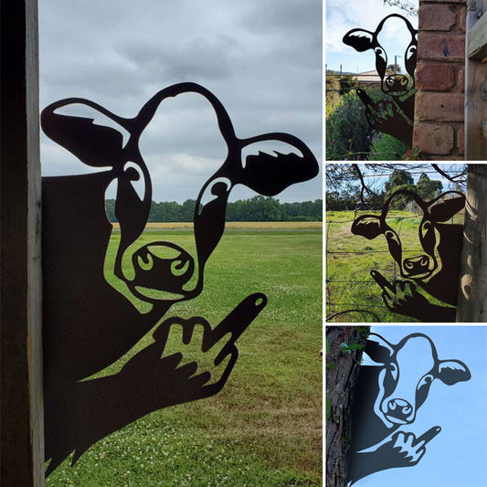 Cow Middle Finger Metal Art