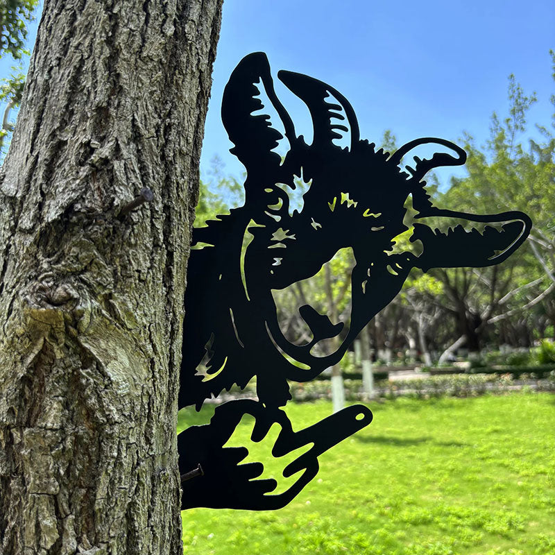 Animal metal art showing middle finger