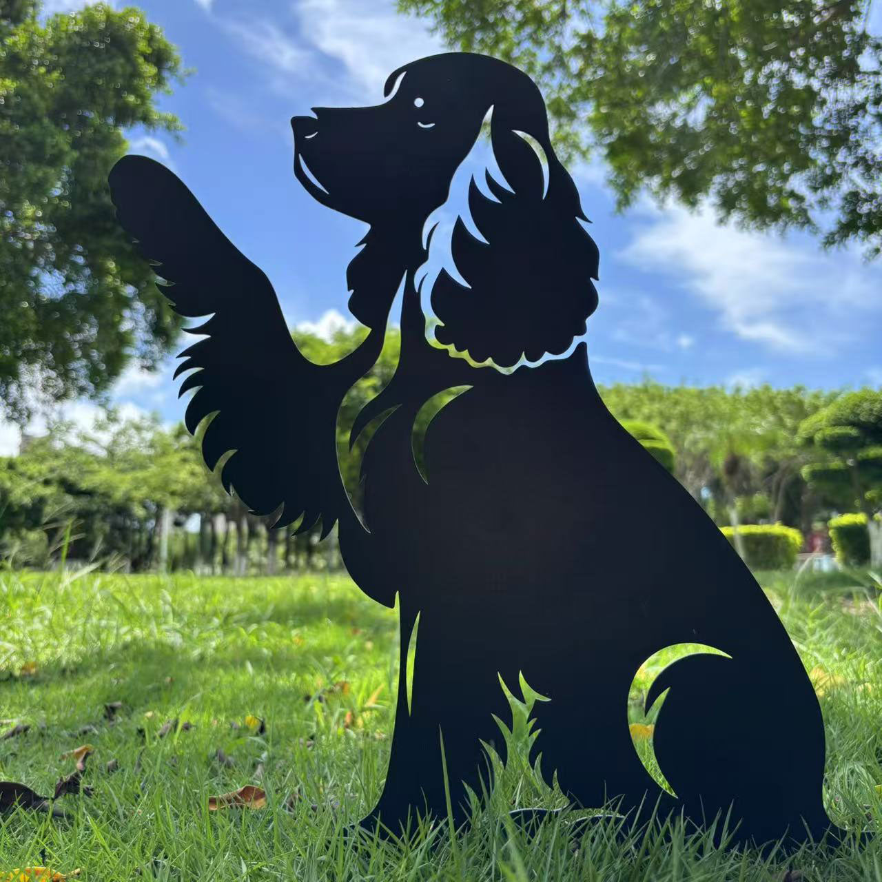 Dog High Five Metal Garden Stake