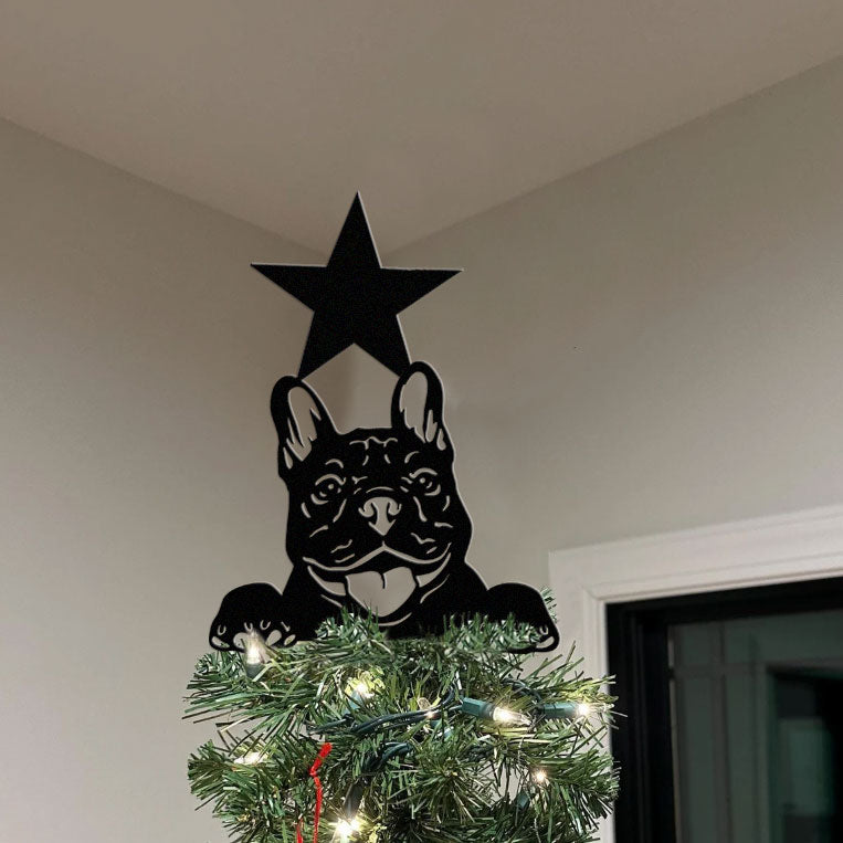 Animal Peeping Christmas Tree Metal Topper