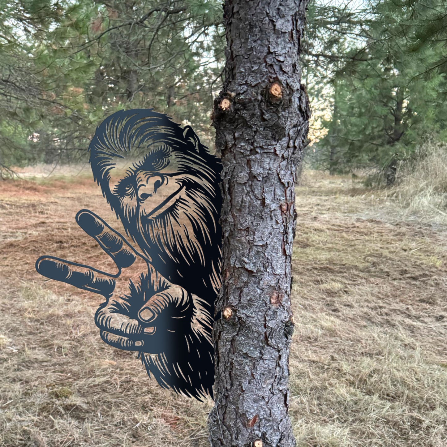 Peeping Bigfoot Metal Art