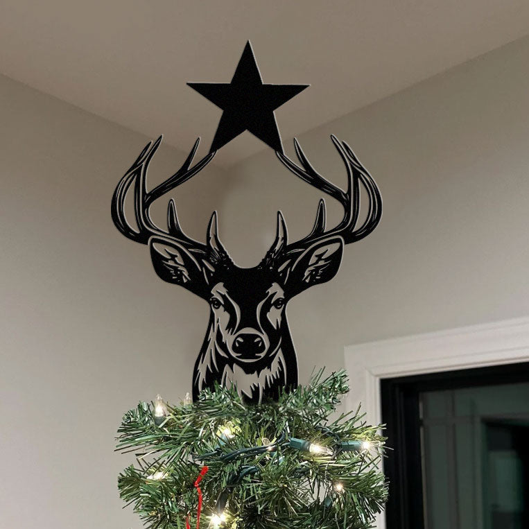 Animal Peeping Christmas Tree Metal Topper