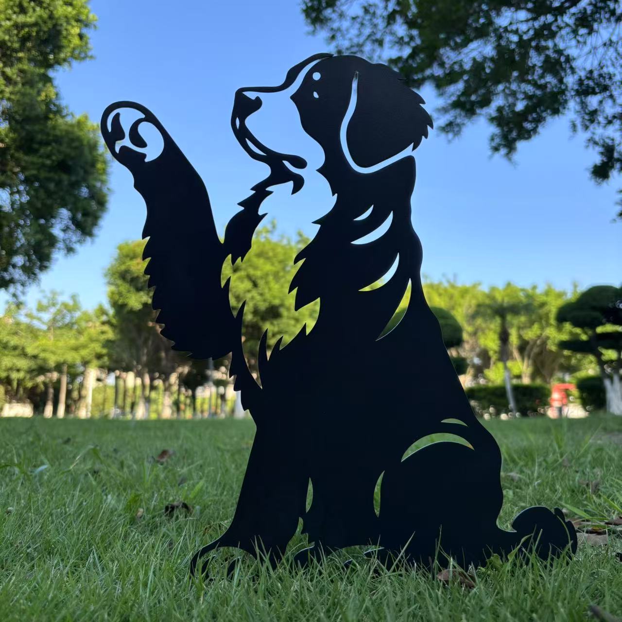 Dog High Five Metal Garden Stake