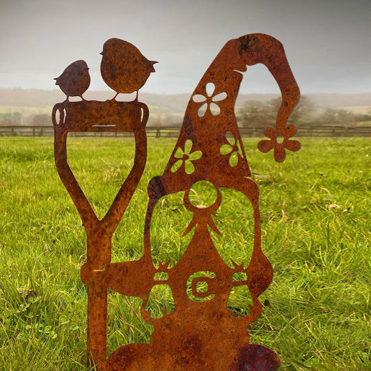 Gnome Rustic Garden Metal Stakes