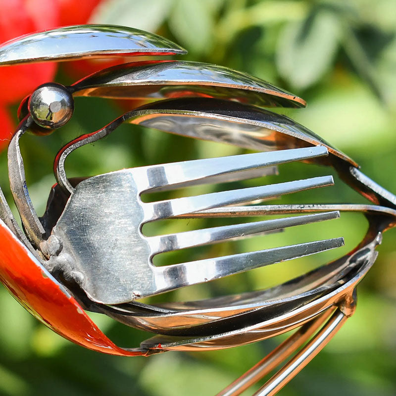 Recycled Cutlery Handcrafted Robin Ornament