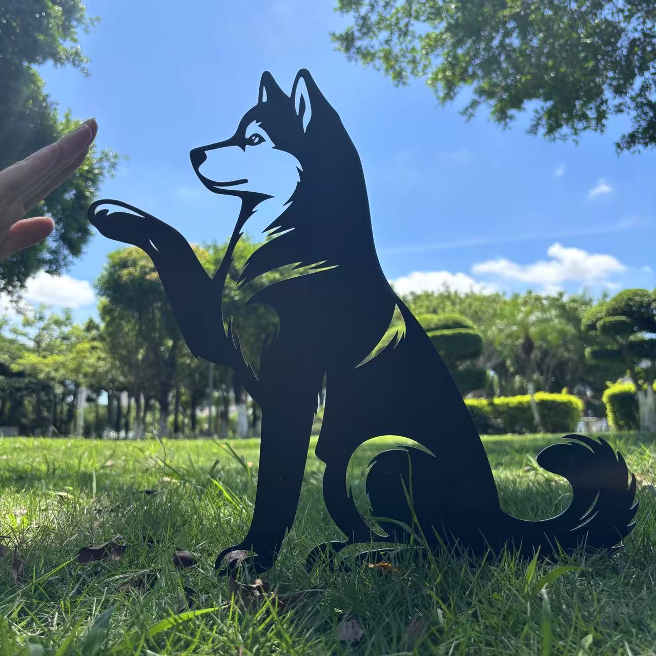 Dog High Five Metal Garden Stake