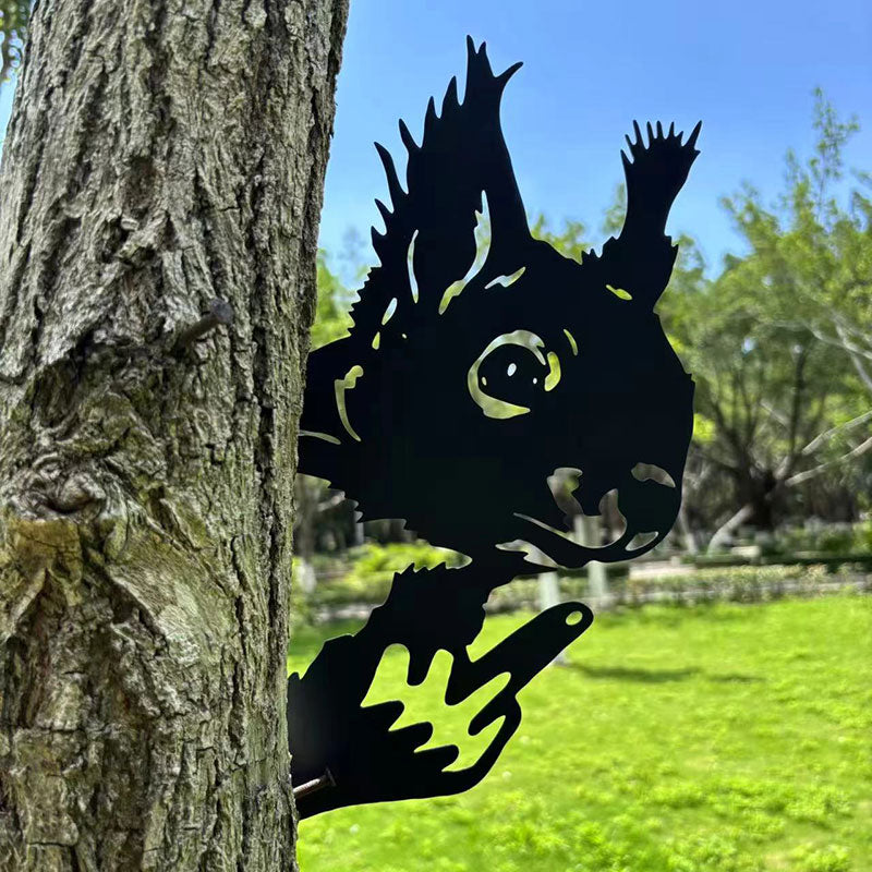 Animal metal art showing middle finger