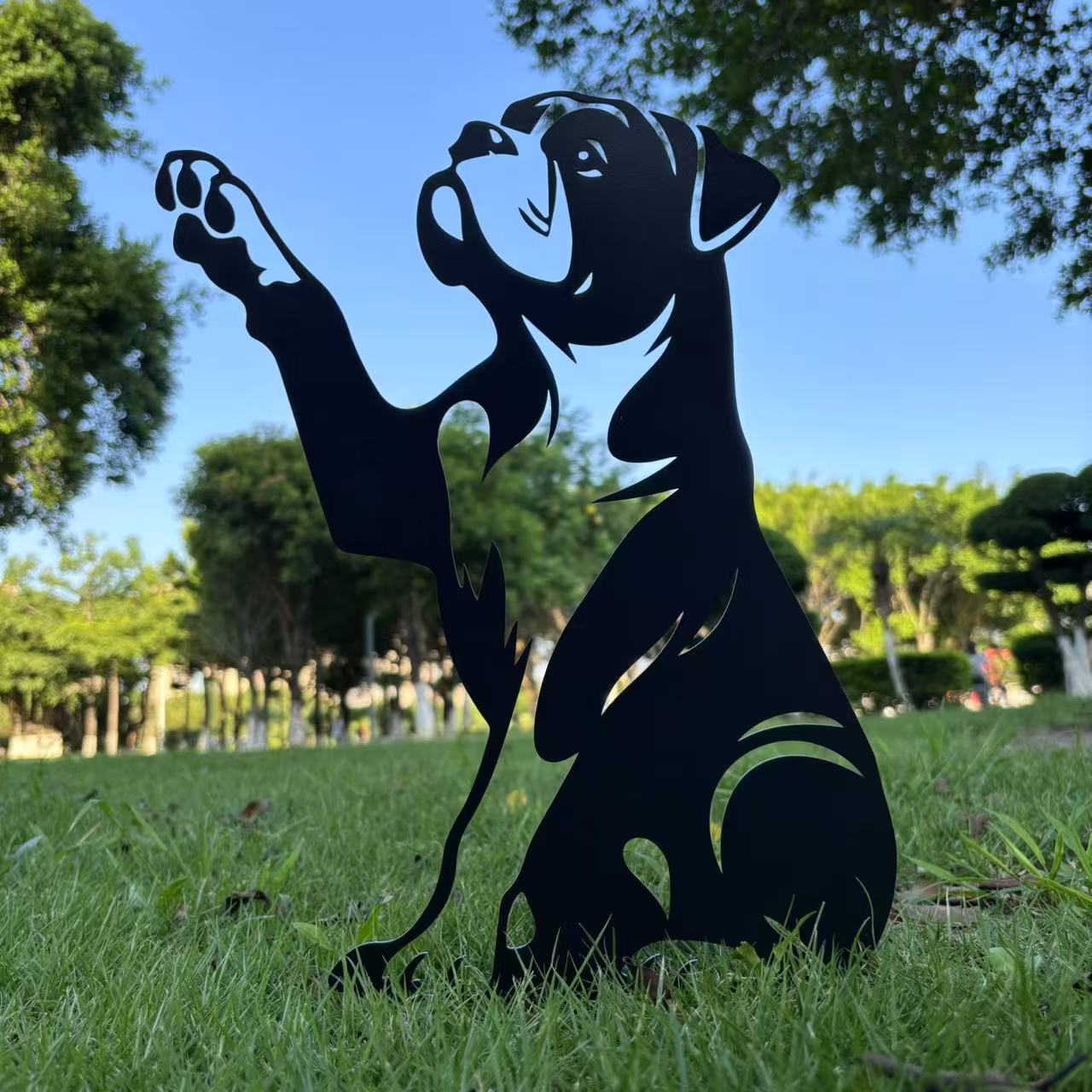 Dog High Five Metal Garden Stake