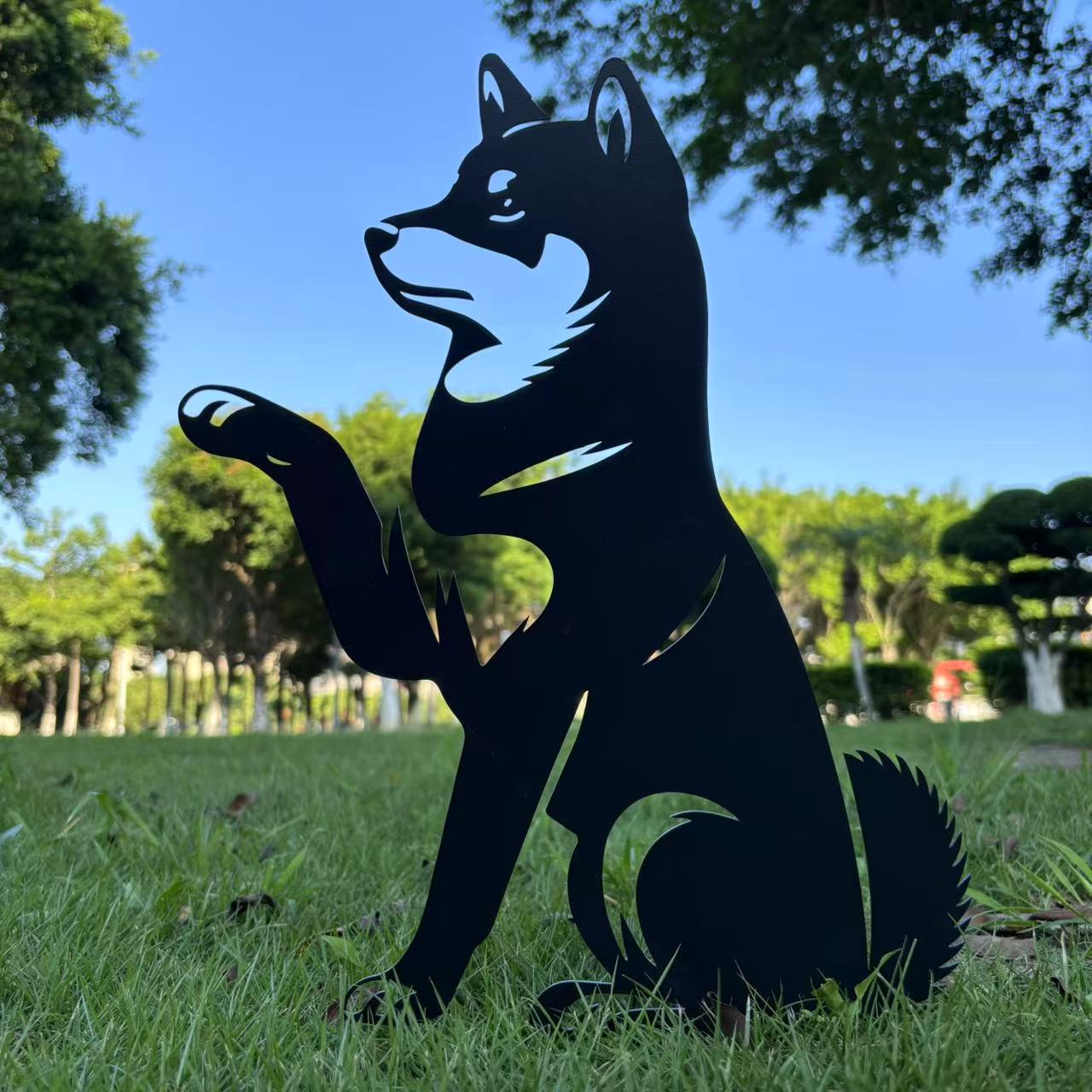 Dog High Five Metal Garden Stake