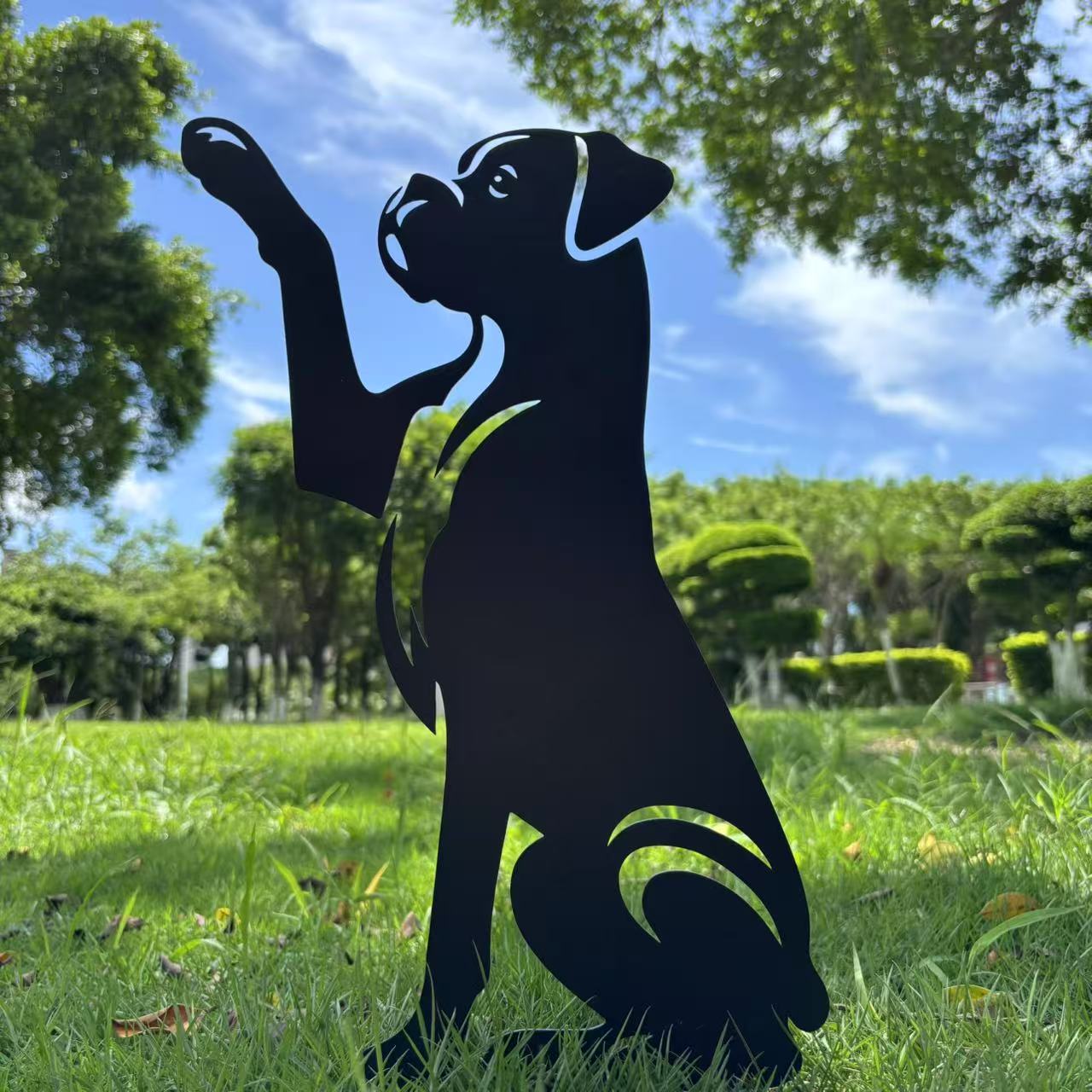 Dog High Five Metal Garden Stake