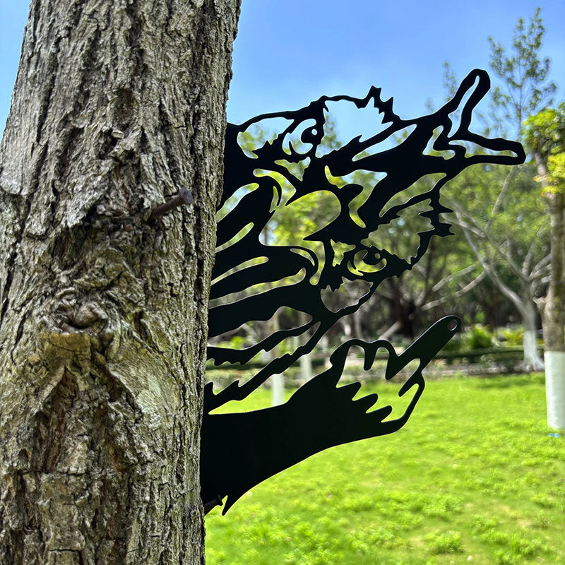 Animal metal art showing middle finger