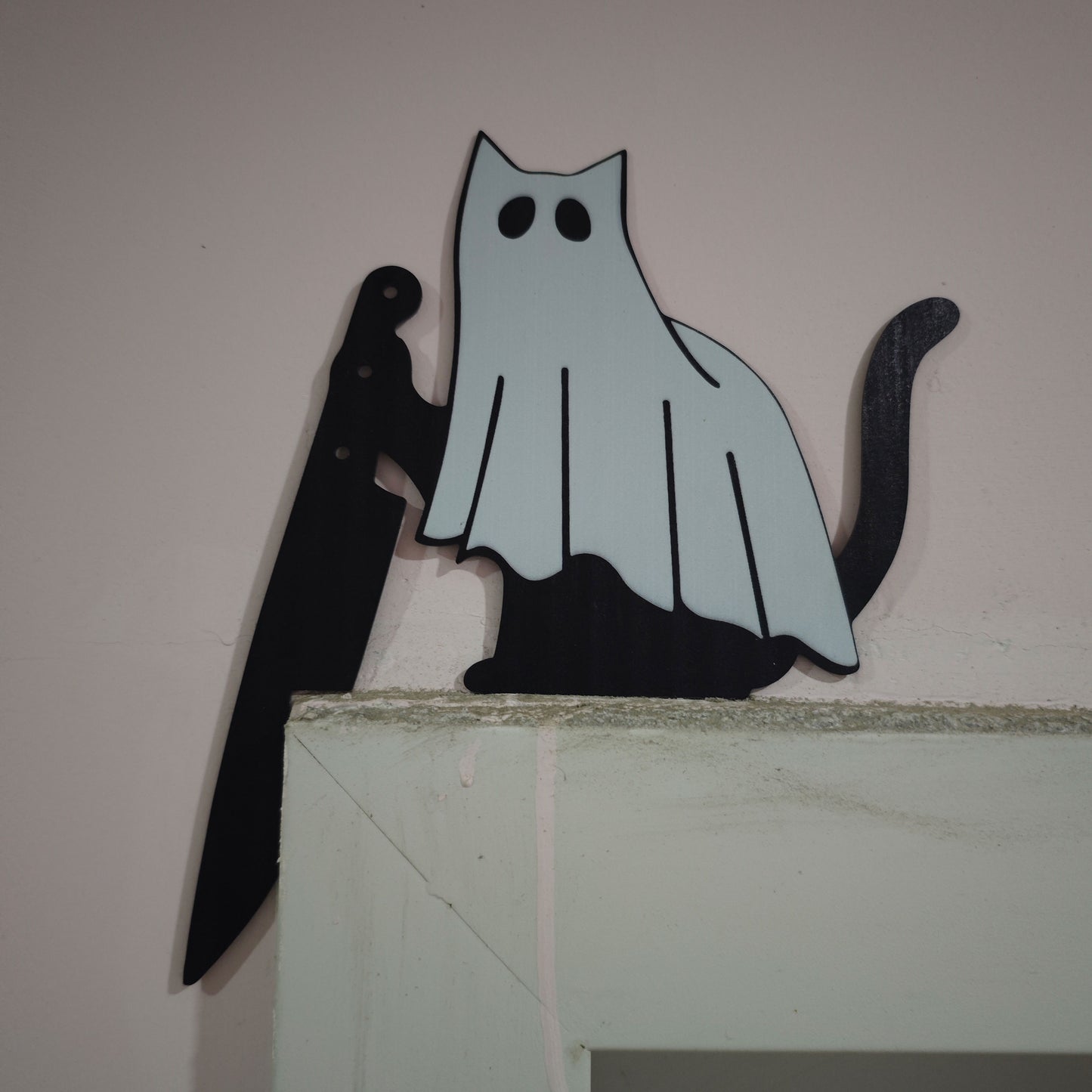 Halloween Ghost Cat Metal Art