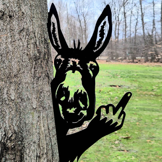 Donkey middle finger metal art