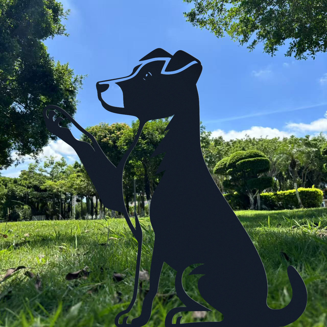 Dog High Five Metal Garden Stake